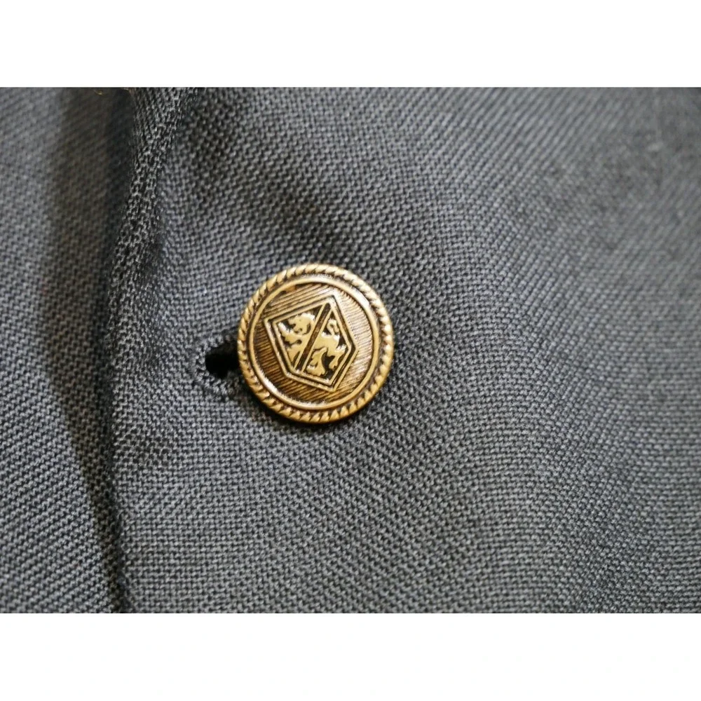 Meeting Street Men Black Blazer Sport Coat Gold Crest Buttons Wool Blend 48R